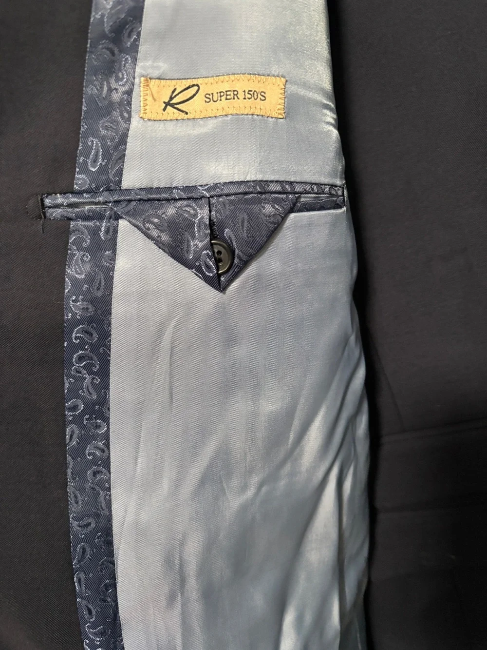 Rossi Man NWT Navy Blue 3-Piece Wool Suit 50L/44L